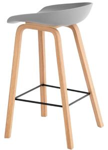 Šedá plastová barová židle Somcasa Ruth s dřevěnou podnoží 74 cm