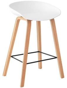 Bílá plastová barová židle Somcasa Ruth s dřevěnou podnoží 74 cm