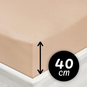 Jersey napínací prostěradlo na extra vysokou matraci JR-033 Béžové 80 x 200 - výška 40 cm