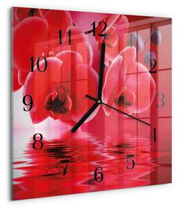Skleněné hodiny na stěnu Orchidej zskc-30x30-00177342