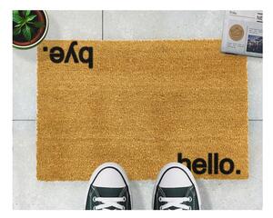 Černá rohožka z přírodního kokosového vlákna Artsy Doormats Hello, Bye, 40 x 60 cm