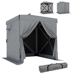 Outsunny 185×185 cm voděodolný skládací altán — stabilní, 4 síťové panely, UPF30+, párty stan — tmavě šedý | Aosom