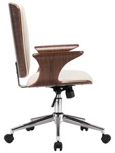 Otočná kancelářská židle Leighton - umělá kůže a ohýbané dřevo | krémová