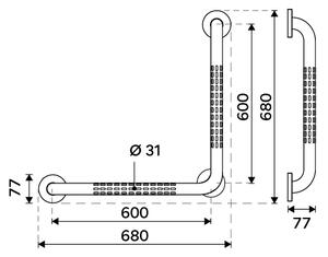 Nimco Asistent madlo do koupelny a WC 60 cm lomené BMLC 906060-90