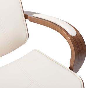 Otočná kancelářská židle - opěrka hlavy- umělá kůže - ohýbané dřevo | krémová