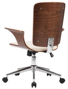 Otočná kancelářská židle Leighton - umělá kůže a ohýbané dřevo | krémová