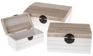 Sada dekoračních úložných boxů Wood, 3 ks