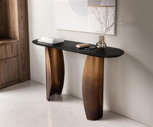 DELIFE Konzolový stolek Solena 135x40 cm mramor černá stříbrná kov zlatá Fusion Finish