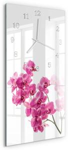Skleněné hodiny vertikální Orchideje zsppb-30x60-00083852