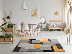 Šedo-oranžový koberec Universal Leo Square, 80 x 150 cm