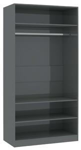 Šatní skříň Kennard - dřevotříska - 100x50x200 cm | šedá s vysokým leskem