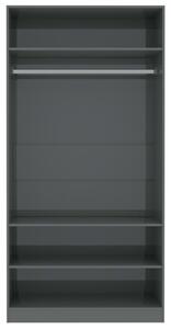 Šatní skříň Kennard - dřevotříska - 100x50x200 cm | šedá s vysokým leskem
