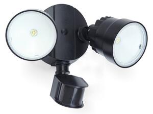 Lutec 7622104330 LED venkovní nástěnný reflektor se senzorem Shrimp | 15W | 1360lm | 5000K | IP54 | 2 nastavitelné hlavy | Černá