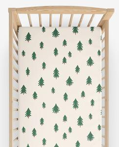 Goldea bavlněné napínací prostěradlo do dětské postýlky - stromečky na režném 70 x 140 cm