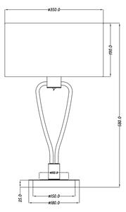 Trio 500200108 Paris II, stolní lampa s vypínačem a s textilním širmem, 1x60W E27, matná mosaz, výška 58cm