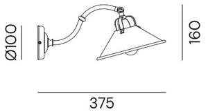 Il Fanale 204.04.OO Cascina, nástěnné svítidlo z mosazi, 1x46W E14, výška 16cm