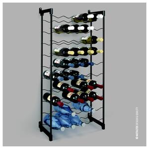 Černý kovový regál na víno na 50 lahví Barbera – Metaltex