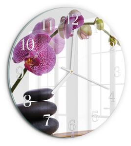 Skleněné hodiny na stěnu Orchidej zsob-fi30-00079905