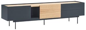 Antracitově šedý dubový TV stolek Teulat Otto 180 x 40 cm