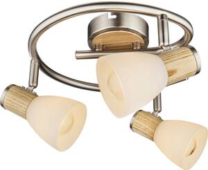 Globo 54352-3 přisazené stropní svítidlo Gylfi 3x40W | E14 - opál, matný nikl, dřevo