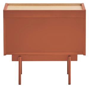 Cihlově červený dubový noční stolek Teulat Otto 50 x 35 cm
