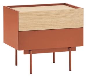 Cihlově červený dubový noční stolek Teulat Otto 50 x 35 cm