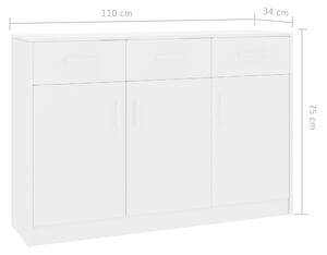 Příborník Jimmy - dřevotříska | bílý s vysokým leskem - 110 x 34 x 75 cm