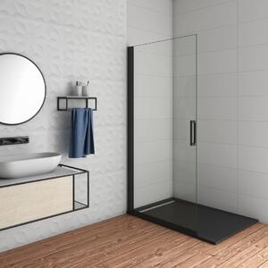 BLACK SAFIR WF1 80 Otočná WALK-IN zástěna 75,2–77,2 × 200 cm, čiré sklo