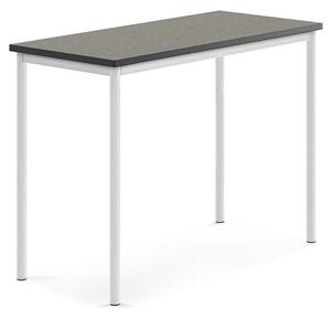 AJ Produkty Stůl SONITUS, 1200x600x900 mm, bílé nohy, deska s linoleem, tmavě šedá