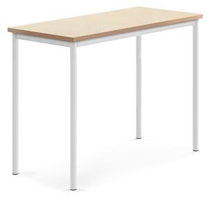 AJ Produkty Stůl SONITUS, 1200x600x900 mm, bílé nohy, deska s linoleem, béžová
