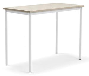 AJ Produkty Stůl BORÅS PLUS, 1200x600x900 mm, bílé nohy, HPL deska, jasan