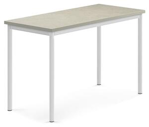 AJ Produkty Stůl SONITUS, 1200x600x760 mm, bílé nohy, deska s linoleem, šedá