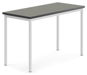 AJ Produkty Stůl SONITUS, 1200x600x760 mm, bílé nohy, deska s linoleem, tmavě šedá