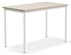 AJ Produkty Stůl BORÅS PLUS, 1200x600x760 mm, bílé nohy, HPL deska, jasan