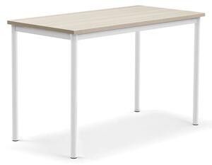 AJ Produkty Stůl SONITUS PLUS, 1200x600x760 mm, bílé nohy, HPL deska tlumící hluk, jasan
