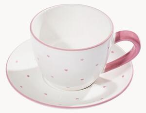 Sada ručně vyrobeného šálku na čaj a podšálku Herzerl Rosa, 2 díly