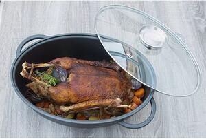 Alucast Pekáč se skleněnou poklicí a aroma úchytem 38x25 cm ELO 80038