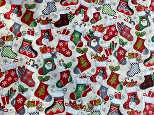 Ervi bavlna š.240 cm - Vánoční ponožky -12198-6, metráž
