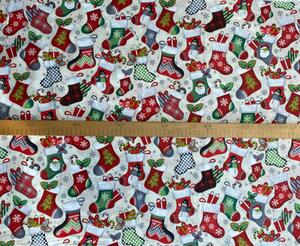 Ervi bavlna š.240 cm - Vánoční ponožky -12198-6, metráž