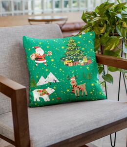 Ervi povlak na polštář bavlněný Vánoční vzor zelený