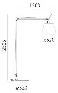 Artemide 0510010A Tolomeo Maxi, designová stojací lampa se stmívačem, 1x21W LED E27, výška 250+156cm