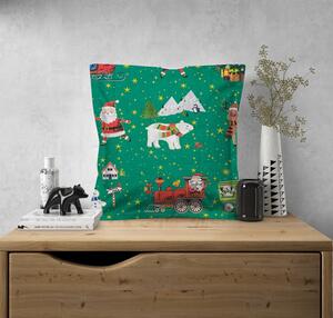 Ervi povlak na polštář bavlněný s lemem Vánoční vzor zelený