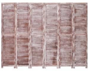 6dílný paraván hnědý 210 x 165 cm dřevo