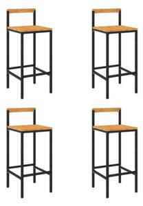 VidaXL Barové stoličky 4 ks černé polyratan a masivní akáciové dřevo