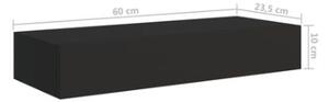 VidaXL Nástěnná police se zásuvkou černá 60 x 23,5 x 10 cm MDF