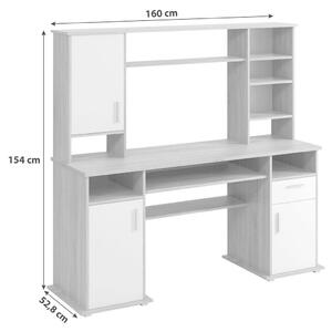 PSACÍ STŮL, bílá, barvy dubu, 160/52,8/154 cm P & B - Kancelářské stoly, Online Only