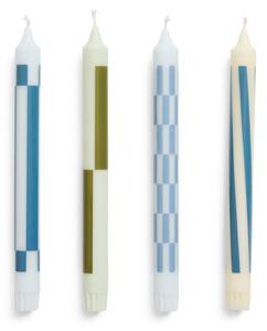 HAY Svíčky Pattern Candle set 4ks, green and blues