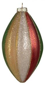 Barevná skleněná vánoční ozdoba baňka široké pruhy Traverse – 8x15 cm