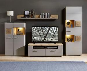 OBÝVACÍ STĚNA, šedá, barvy dubu Linie Design - Kompletní obývací stěny, Online Only