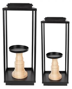 Set dvou dřevěných svícnů – 15x15x50/57 cm